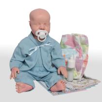 Boneco Reborn Careca Realista com Fraldas e Mamadeira Boneco Reborn Careca Realista com Fraldas e Mamadeira