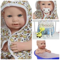 Boneco Reborn Carequinha Pode Molhar Saída de Banho Girafa