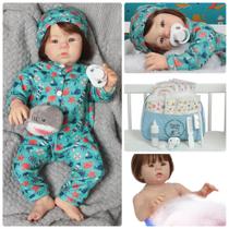 Boneco Reborn Fio a Fio Masculino Macacão Marinheiro Fofo
