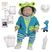 Boneco Reborn Fio a Fio Roupa Jacarezinho Kit 13 Acessórios Boneco Reborn Fio a Fio Roupa Jacarezinho Kit 13 Acessórios