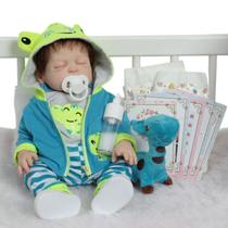 Boneco Reborn Fio a Fio Roupa Jacarezinho Kit 13 Acessórios Boneco Reborn Fio a Fio Roupa Jacarezinho Kit 13 Acessórios