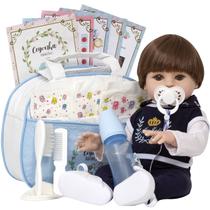 Boneco Reborn Homem Baby Alive Com Bolsa Kit Vários Itens