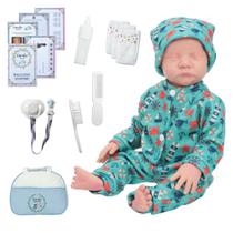 Boneco Reborn Masculino Corpo Silicone Olhos Fechados