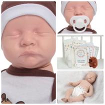 Boneco Reborn Masculino Levi Olho Fechado Roupa Capivara