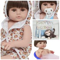 Boneco Reborn Masculino Roupão Macaquinho Kit 16 Itens Boneco Reborn Masculino Roupão Macaquinho Kit 16 Itens