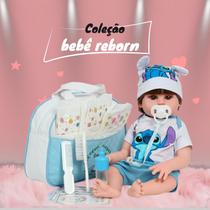 Boneco Reborn Menino Com Conjunto Stitch Completo 46cm
