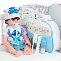 Boneco Reborn Menino Com Conjunto Stitch Completo 46cm Boneco Reborn Menino Com Conjunto Stitch Completo 46cm