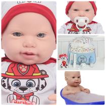 Boneco Reborn Menino Recém Nascido Carequinha + Acessórios