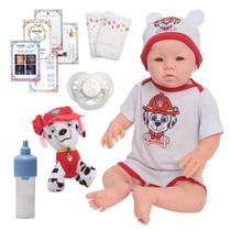 Boneco Reborn Menino Recém Nascido Com Pelúcia e Itens Boneco Reborn Menino Recém Nascido Com Pelúcia e Itens
