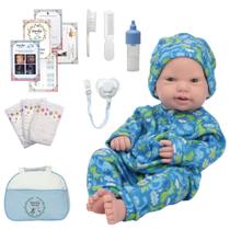 Boneco Reborn Menino Recém Nascido Pijama Dino Completo