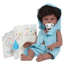 Boneco Reborn Negro Recém Nascido Com Roupão + Kit Itens Boneco Reborn Negro Recém Nascido Com Roupão + Kit Itens