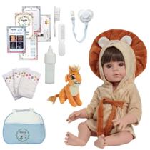 Boneco Reborn Príncipe 46cm Enxoval Leãozinho Completo