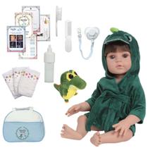 Boneco Reborn Realista Arthur Com Roupão Jacaré Pode Banho Boneco Reborn Realista Arthur Com Roupão Jacaré Pode Banho