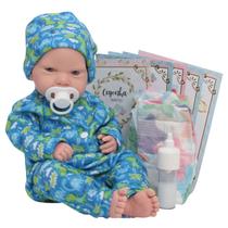 Boneco Reborn Realista De Silicone Macacão Dinossauro Fofo