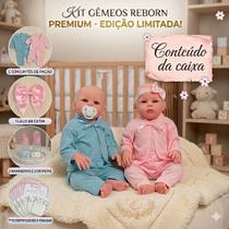 Boneco Reborn Realista Gêmeos Recém Nascidos Pode Dar Banho