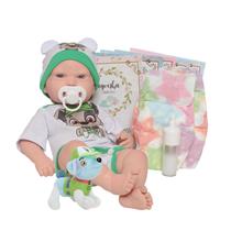 Boneco Reborn Realista Lucca 43cm Olhos Azuis + Acessórios