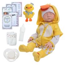 Boneco Reborn Realista Masculino Olho Fechado Roupa Pato