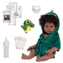 Boneco Reborn Realista Masculino Roupão Jacaré Fofinho