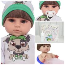 Boneco Reborn Recém Nascido 100% Silicone Com Kit Acessórios