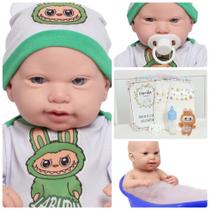 Boneco Reborn Recém Nascido Carequinha Olhos Azuis Fofinho