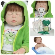Boneco Reborn Recém Nascido Enxoval Sapinho Com Pelúcia