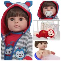 Boneco Reborn Recém Nascido Roupa Macaquinho Com Acessórios