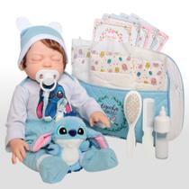 Boneco Reborn Stitch com Bolsa e Chupeta com Prendedor