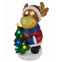 Boneco Rena Natal Arvore Natalina Acende Mexe Olhos Pisca Led Som Musica Decoraçao Loja Festa Vitrine Evento Recepçao