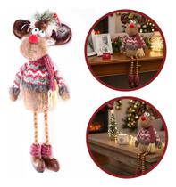 Boneco Rena Peso Porta Natal Decoração 27cm Natalino Sentado Marrom-claro