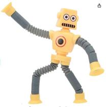 Boneco Robo Com Ventosas de Tubo Flexivel Colorido e Divertido Brinquedo de Crianças