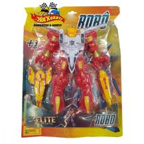 Boneco Robo de Plastico 25cm Vermelho Articulado - Elite 00866 Boneco Robo de Plastico 25cm Vermelho Articulado - Elite 00866
