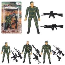 Boneco soldado militar missao resgate w-force com armas 4 pecas na cartela wellkids