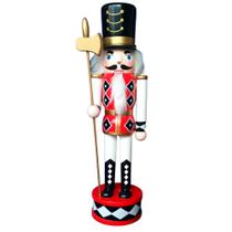 Boneco Soldado Quebra Nozes Enfeite de Madeira Pintada à Mão 30cm