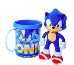 Boneco Sonic 15 cm + Caneca Copo Acrílico Lembrancinha