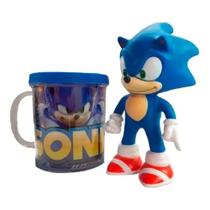 Boneco Sonic 16cm Sega Coleção + Caneca Personalizada 350ml - BSRM