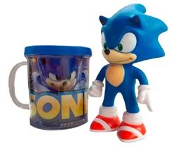 Boneco Sonic 16cm Sega Coleção + Caneca Personalizada 350ml