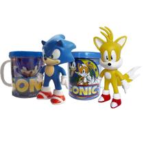 Boneco Sonic E Tails Com Caneca Personalizada De 350Ml