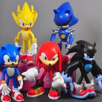 Boneco Sonic Kit 6 Personagens 13 cm Werehog Knuckles metal Sonic Super Sonic