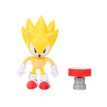 Boneco Sonic The Hedgehog Super Sonic - 10cm com Mola Vermelha
