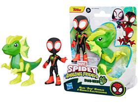 Boneco Spidey Amazing Friends Miles Morales e Electrosaurus Marvel G0121
