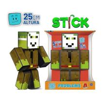 Boneco Stick Turma do Problems-Peq- 25cm-Minecraft Algazarra