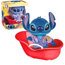 Boneco Stitch Articulado De Banho Com Esponjinha Da Xepa Filme lilo Stitch Lançamento Colecionável Cotiplás