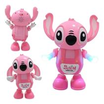 Boneco Stitch Elétrico Dançante Com Luzes Led Sons De Festa Cor Rosa Qualidade Premium