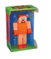 Boneco super blocks articulado laranja na caixa