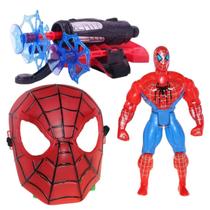 Boneco Super Heróis 25Cm + Mascara + Lançador: Homem Aranha