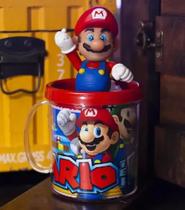 Boneco Super Mario com Caneca Mario Bros Word Infantil Colecionável