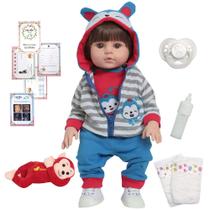 Boneco Tipo Reborn 100% Vinil Pode Dar Banho Roupa Macaco