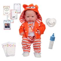 Boneco Tipo Reborn Bebê Lucca Enxoval Raposinha Pode Banho