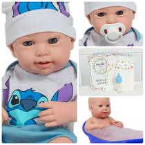 Boneco Tipo Reborn Menino Realista Fofo Com Olho Azul 43 cm