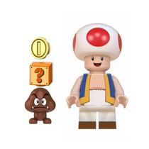 Boneco toad cogumelo super mario bros bloco de montar